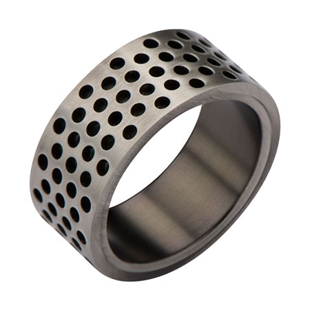 Gunmetal Perforated Stainless Steel Ring - Click Image to Close